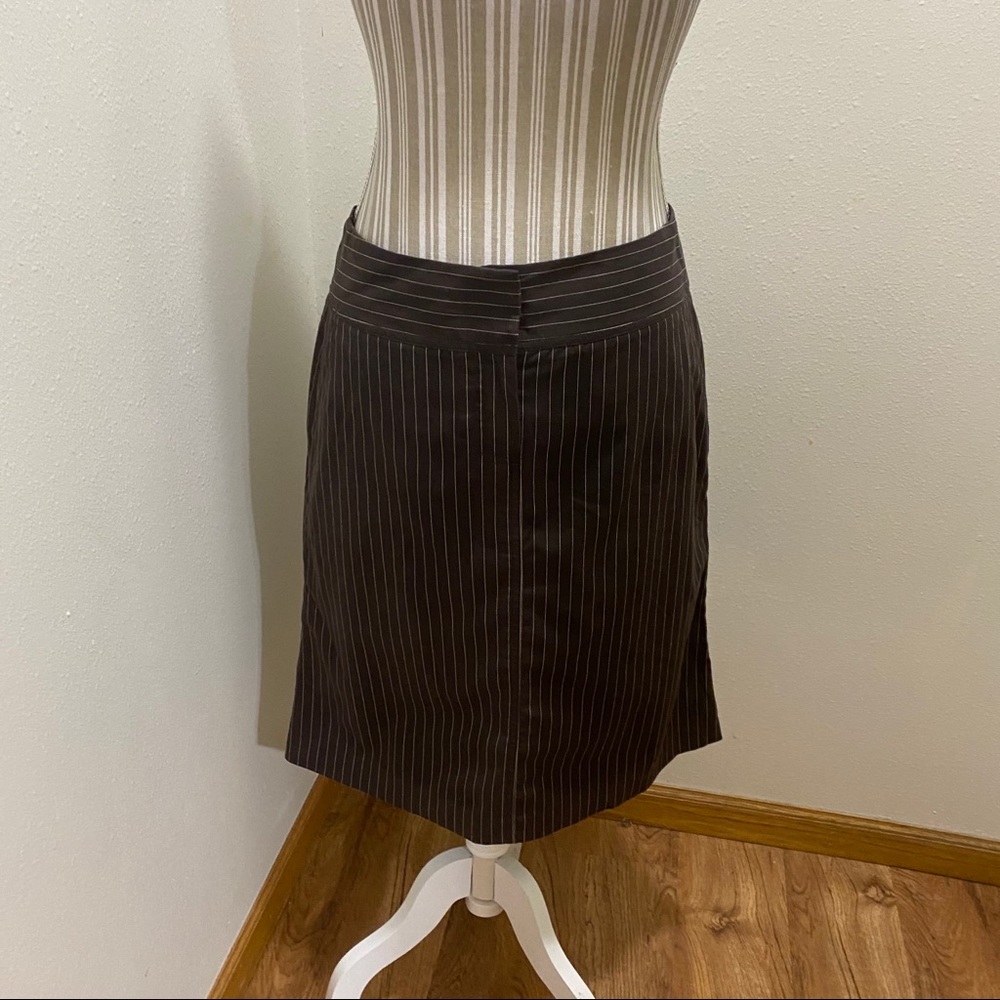 Pinstripe Pencil Skirt Tab Front Close By Theory